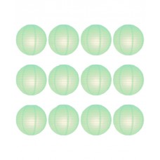 12" Paper Lanterns Round 'Mint' - Regular Wire Value Pack (12 pieces).